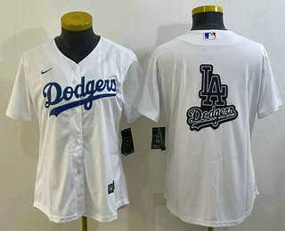 Women%27s Los Angeles Dodgers Big Logo White MLB Cool Base Nike Jersey